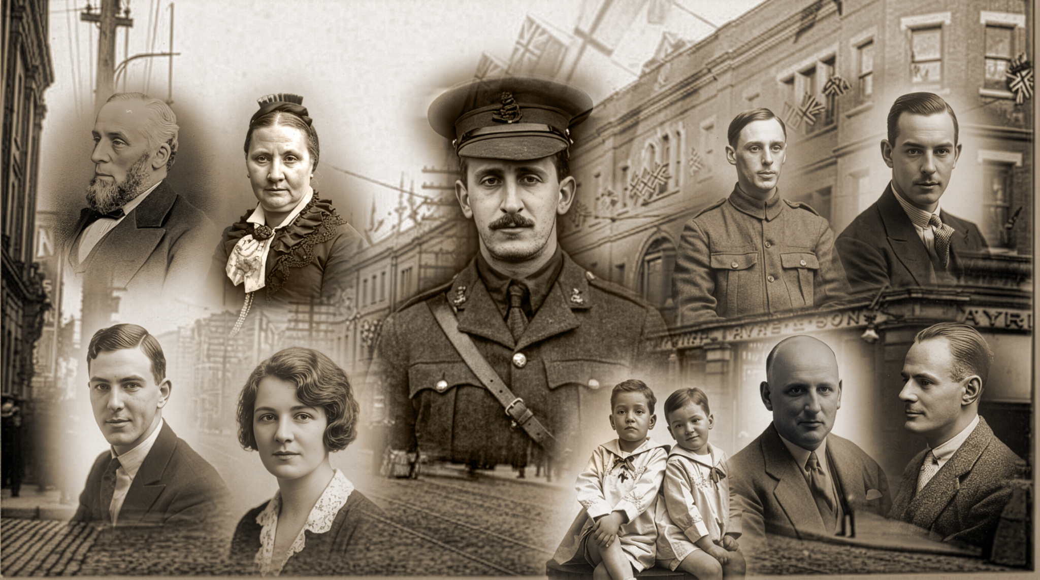 Historical family composite created from multiple photographs